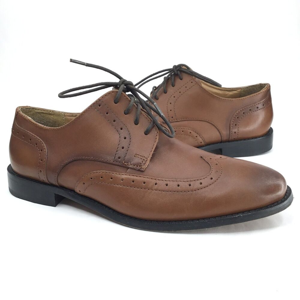 Florsheim Mens Rucci Oxford Size 7.5 D Cognac Leather Wingtip Dress Shoes